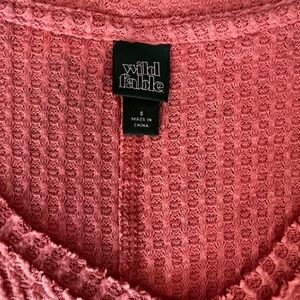 wild fable Pink Waffle-Knit Crewneck Sweater